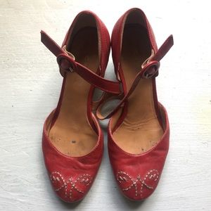 La Canadienne Red Toe Covered Heels (Size 7)